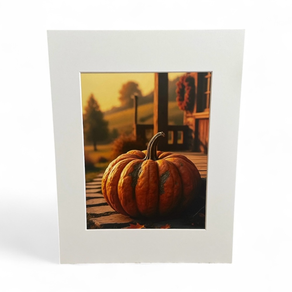 Pumpkin Photo Print 8x10 Matted to 11x14 Fall Home Decor